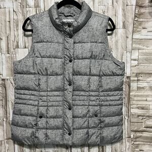 Charter Club Puffer Vest Gray Women Size Large Full Zip Polyester Pockets Coat